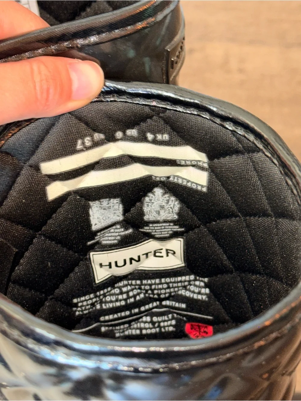 Hunter Black Quilted Gloss Tall Rain Boots - Women